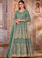 Net Sea Green Wedding Wear Embroidery Work Anarkali Suit